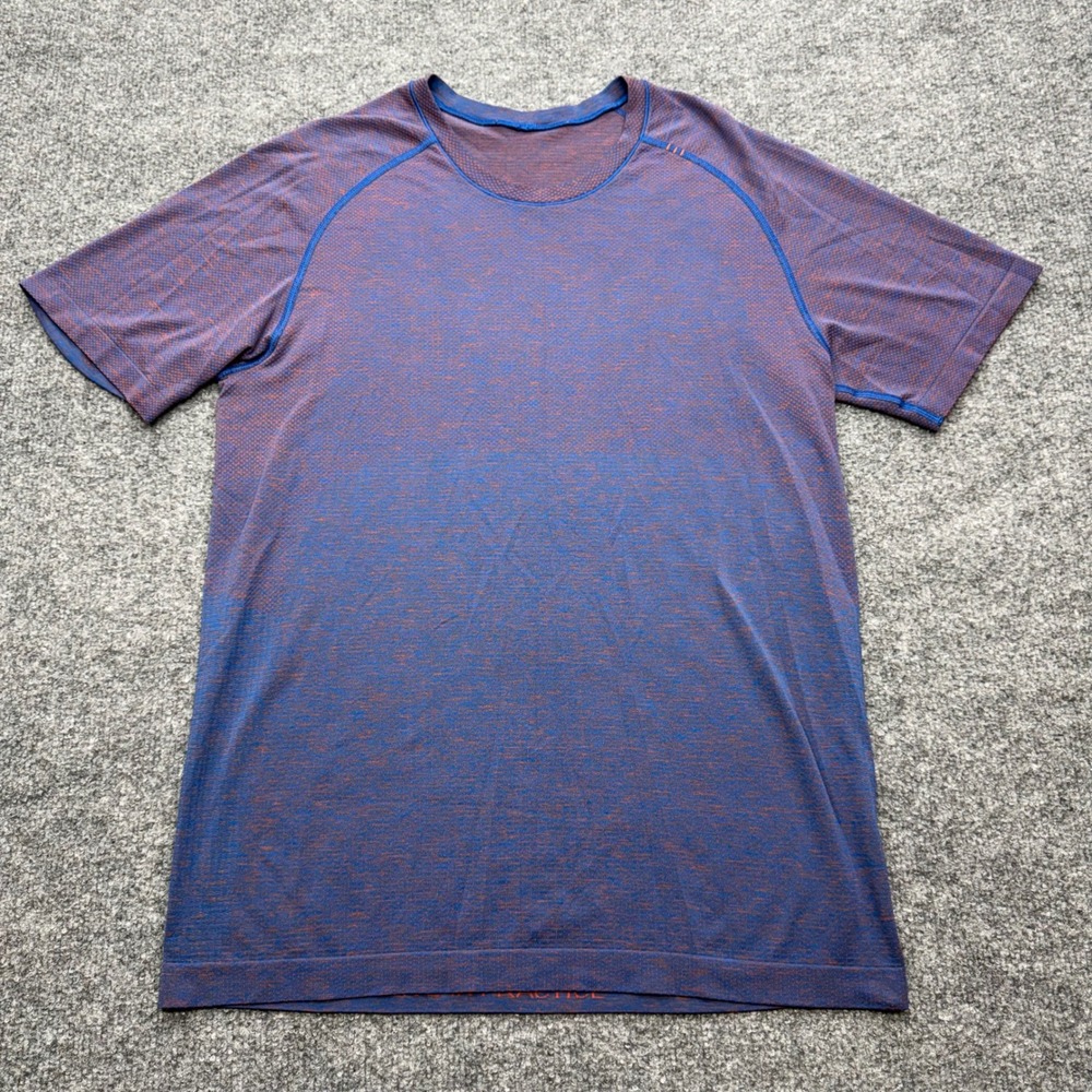 Lululemon Metal Vent Tech Short Sleeve Shirt Blue Orange Heathered Mens Small